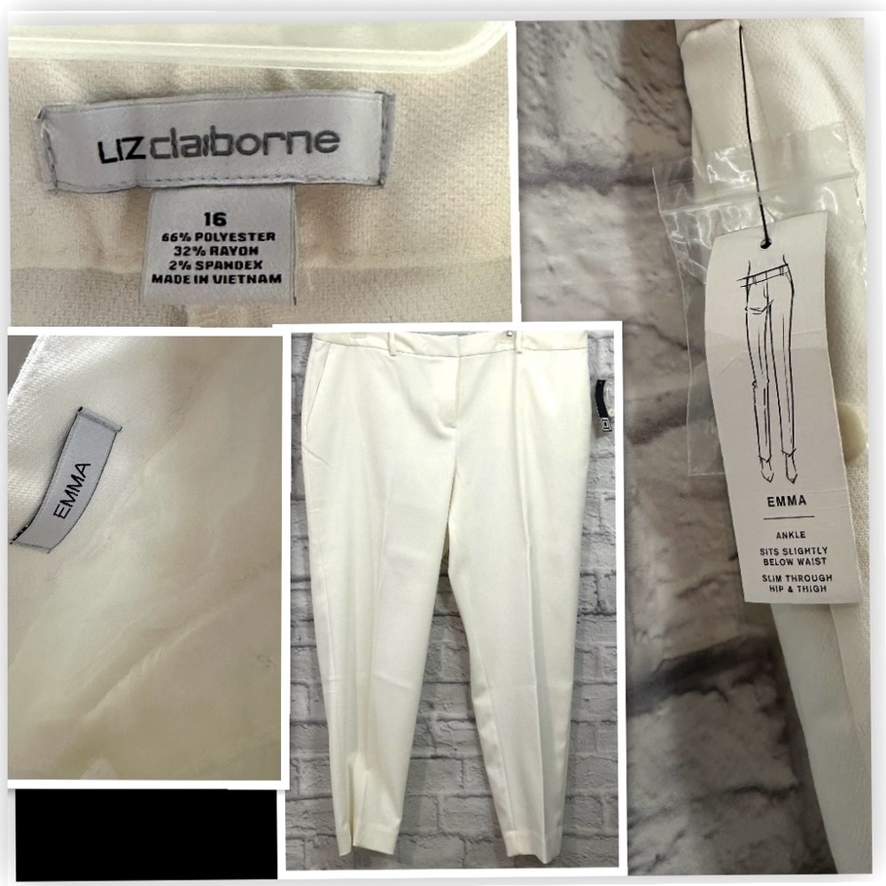 Liz Claiborne cream Emma(Ankle) pants NWT